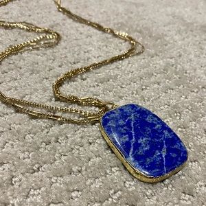 Neiman Marcus Blue Stone Gold Multi Chain Necklace